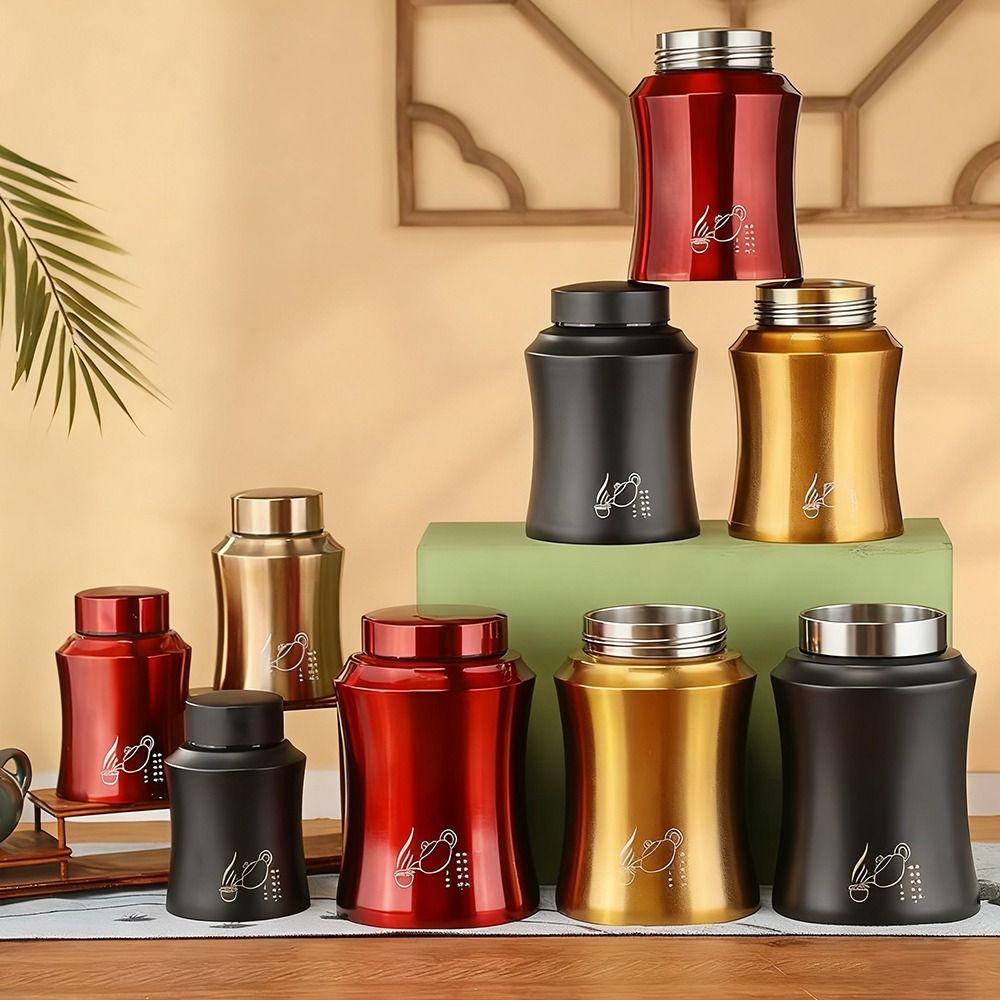 Large Capacity Tea Tin Threaded Port Sealed Tea Can Portable Tea Jar for Home&Travel