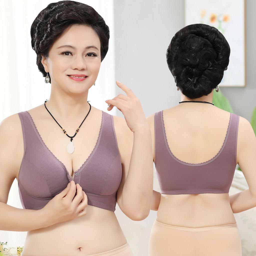 New small lace front buckle underwear women's soft cotton vest bra large size steel-free underwear women