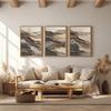 3Pcs Earth Tone Layered Mountain Wall Art, Japandi Wabi Sabi Textured Abstract Prints for Modern Living Room Home Interior Decor