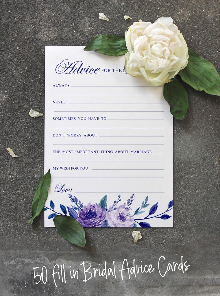 Inkdotpot Advice For The BrideA CardsA Set Of 50A FloralA Bridal Shower Activity