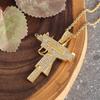 Hip Hop Bling Iced Out Submachine Gun Pendant Necklace for Men Hip Hop Rock Street Party Cool Jewelry