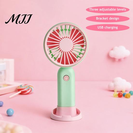 Compact Travel Fan Portable Handheld Mini Fan, 3 Speed USB Rechargeable Personal with Essential Detachable Stand, Quiet Cooling for Office,