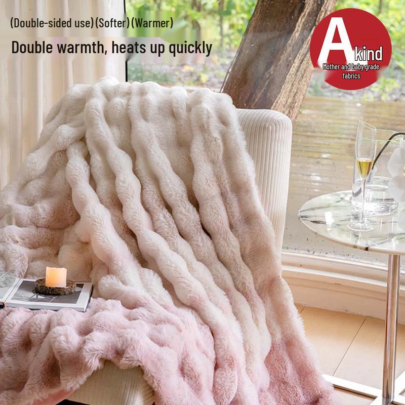 Verdickte Flanell-Winterdecke: Kaninchenhaar, Korallenfleece-Schal für Büronap, Klimaanlage und Sofanutzung