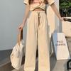 Korean Style Smiley Face High Waist Corduroy Wide Leg Pants for Women - Autumn/Winter Loose Slimming Straight Leggings