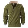 Men's Casual Solid-color Stand-up Collar Pullover, One-third Zipper Long-sleeved Men's Fleece Thickened Warm Sweatshirt