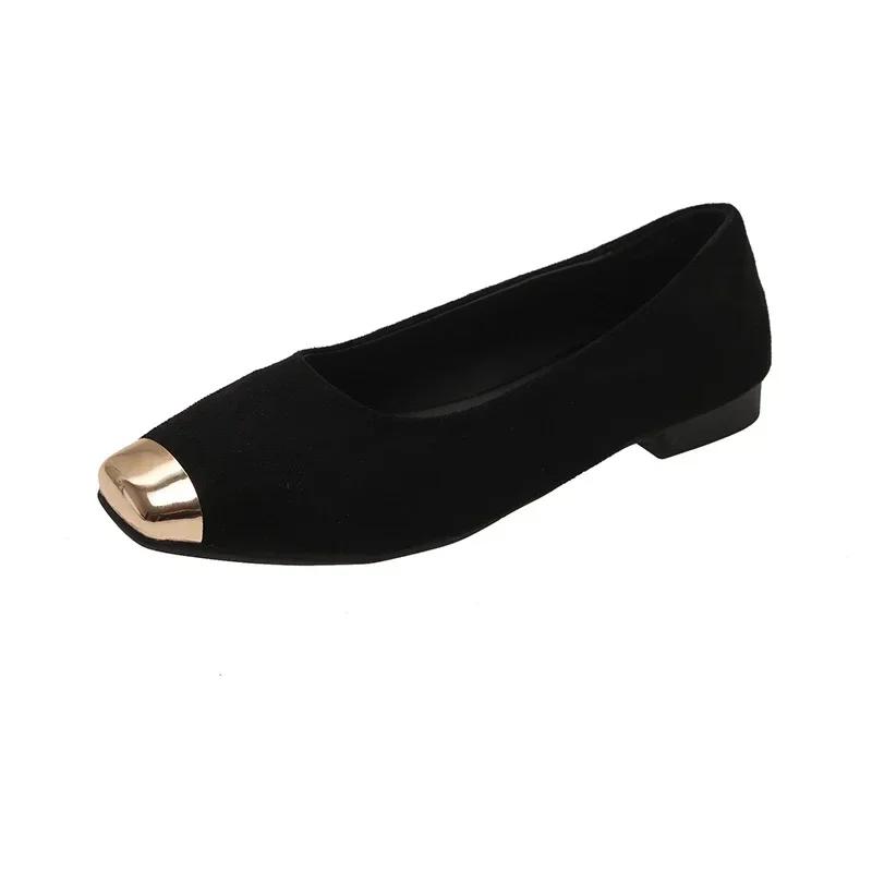 

Women Low Heels One Kick Leopard Print Metal Decorative Toe Wear-resistant Rubber Sole Comfortable and Breathable Zapatos Mujer 35 чорний