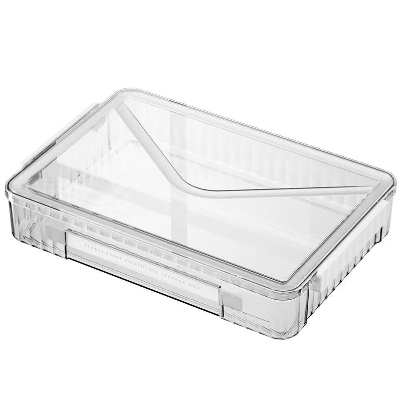 Caja De Almacenamiento De Documentos De Mascotas Transparentes Organizador De Escritorio De Plástico Simple Con Mango Y Cajones