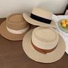 French flat-top sunshade straw hat women's summer new sunscreen hat beach hat seaside vacation photo sun hat