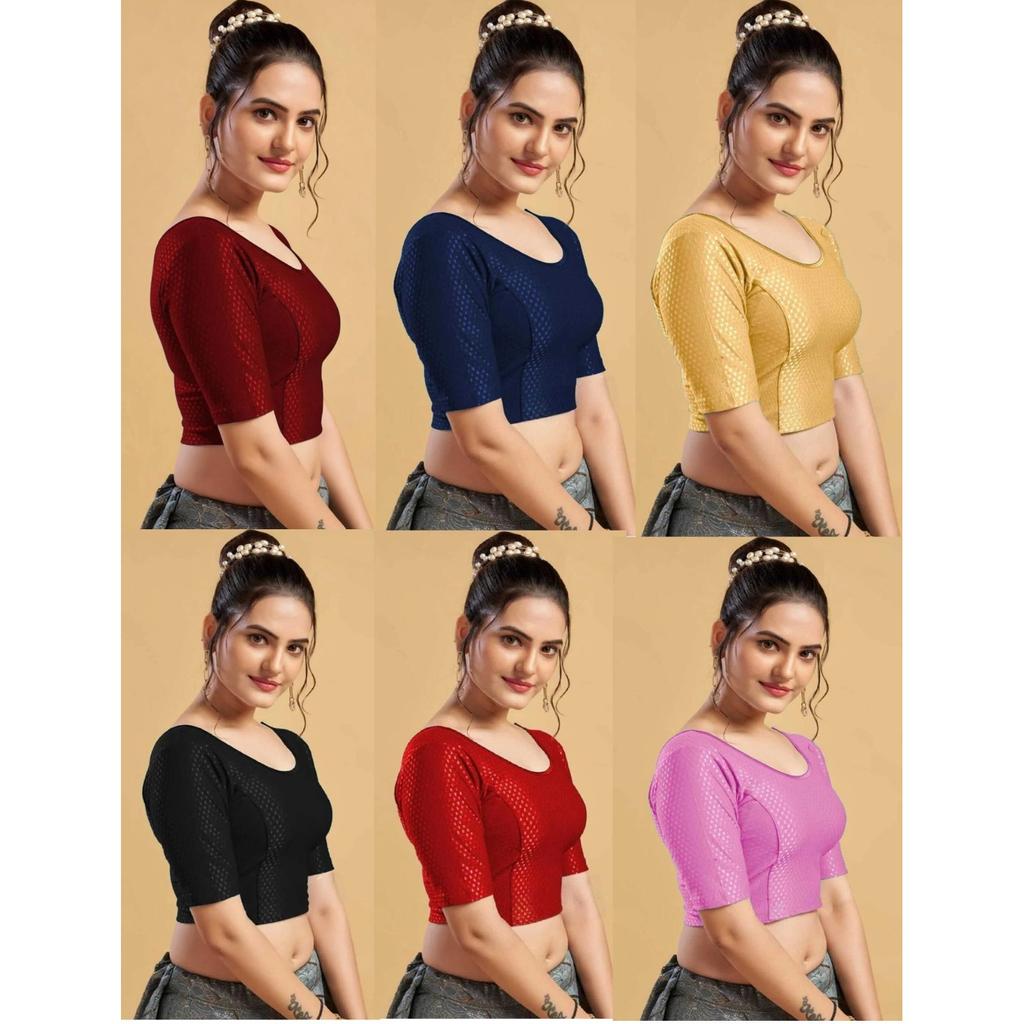 Cotton Blend Women's Casual Wear Blouse Indian Designer Half Sleeves Choli