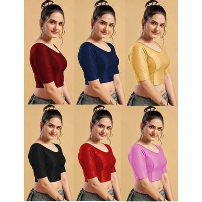 Bluză Casual din Amestec de Bumbac pentru Femei, Design Indian, Mâneci Scurte, Choli