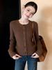 2026 European Style Women's Pure Wool Cable Knit Cropped Cardigan Sweater with Twisted Pattern