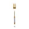 Stainless Steel Gold Cake Fork Dessert Forks Fruit Fork Ceramic Long Handle Used For Pastry in Party Snail Forks Restaurant