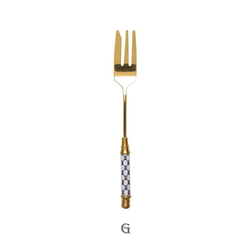 Stainless Steel Gold Cake Fork Dessert Forks Fruit Fork Ceramic Long Handle Used For Pastry in Party Snail Forks Restaurant