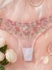 French Pink Floral Embroidered Bra and Thong Lingerie Set