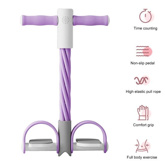 Pedalmotstandsbånd med digital kontra multifunksjonsspenntau 4/6-rørs elastisk yogapedaltrekker Kroppstøyningstrener Hjemmegymtrening