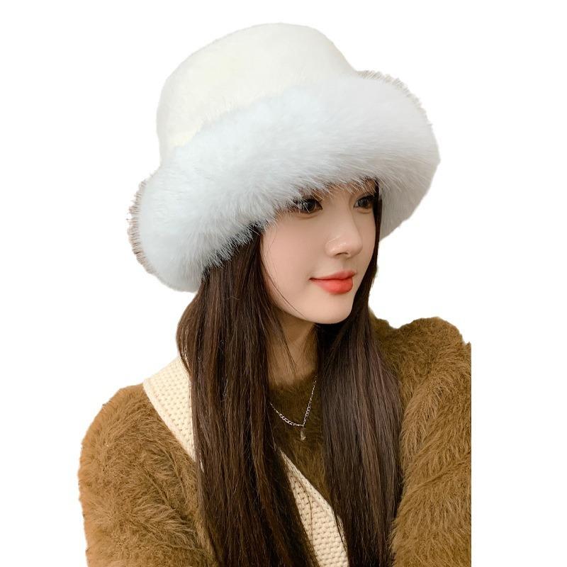 Autumn and Winter High-end Imitation Fur Mink Hat Women's Plush Warm and Cold-proof Ear Protection Washbasin Hat