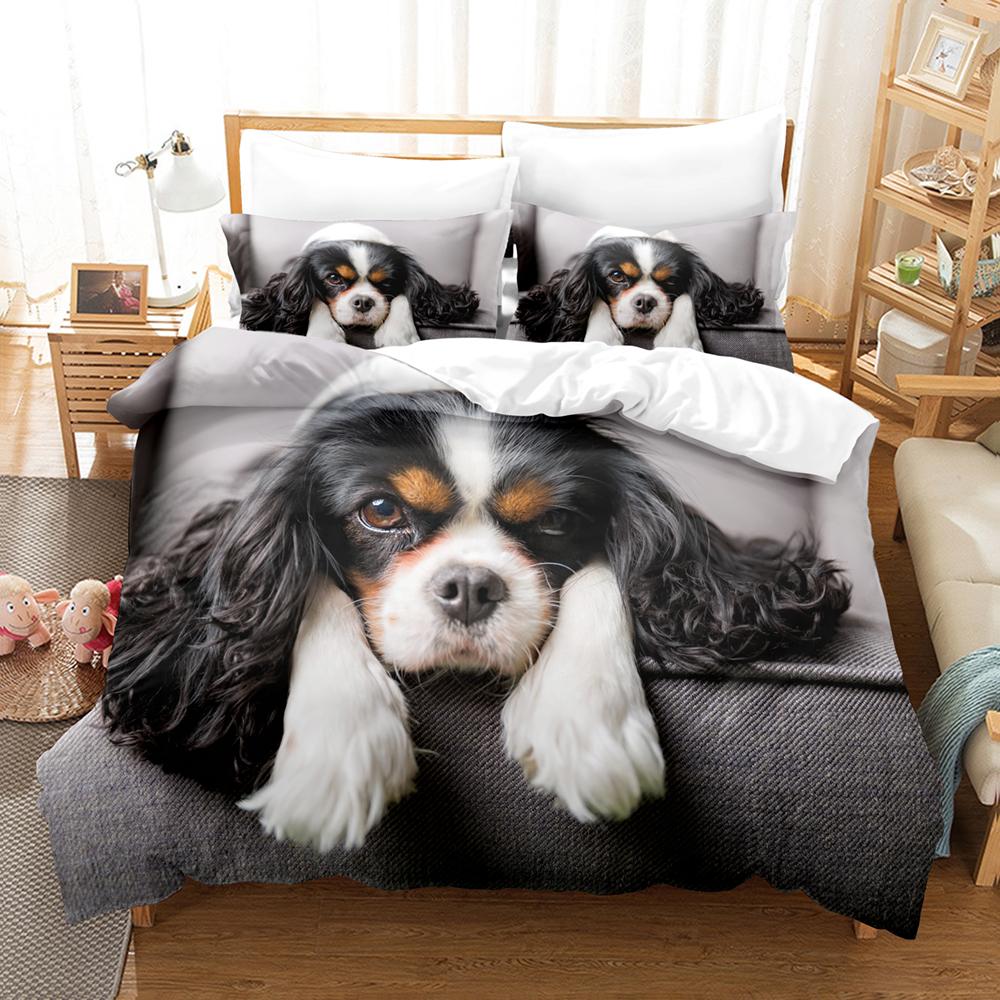 Cute Dog Bedding Set Single Twin Full Queen King Size Pet Dog Bed Set Aldult Kid Bedroom Duvet cover Sets 3D Print 035
