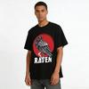 Vintage Raven Print Casual T-shirt Unisex Street Style Loose Top Pure cotton T-shirt