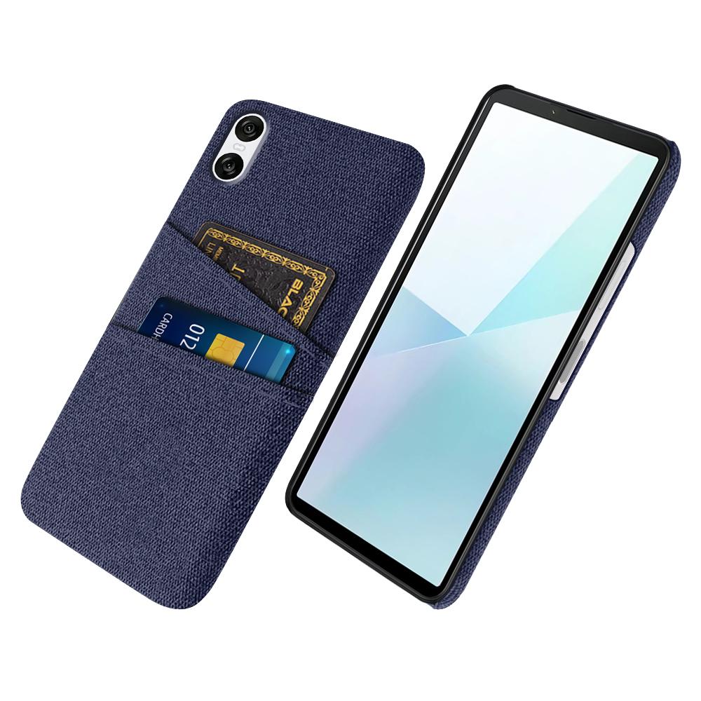 For Sony Xperia 10 VI Case Cloth Fabric + Hard PC Phone Cover with Dual Card Slots Anti-Fingerprint
