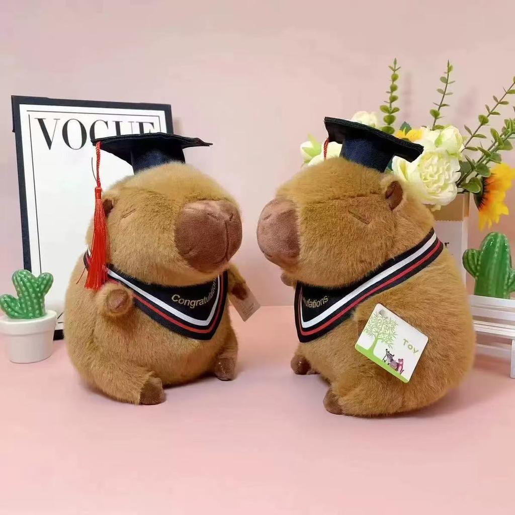 23Cm Graduation Capybara Plush Dolls Stuffed Animal Doctoral Cap Graduation Plush Toys Graduation Gifts