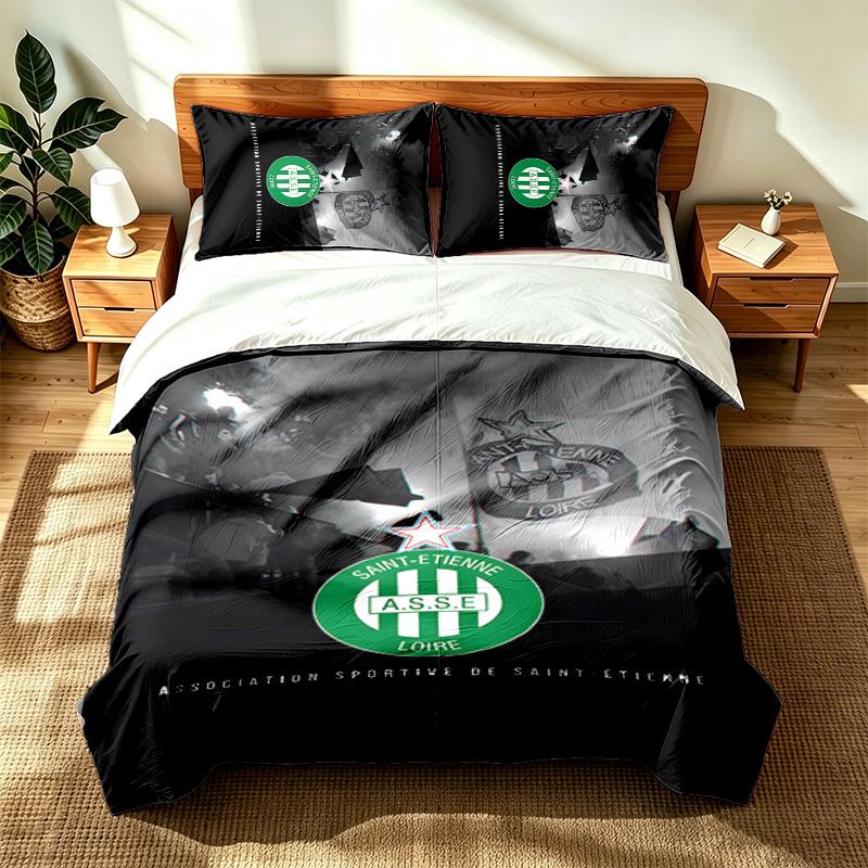 AS Saint Etienne (1) 3pc set suitable for master bedrooms soft and comfortable an ideal gift for family and friends Includes one duvet cover and two p