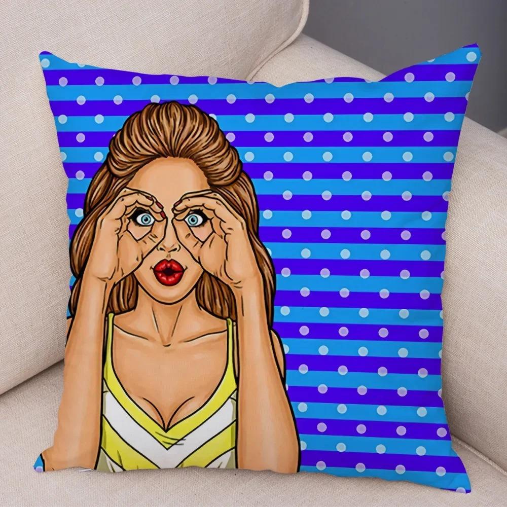 Home Decor Pop Art Style Women With Money Pillow Pattern Cushion Cover Suitable For Sofa Bedroom Car Pillow Cover