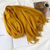Solid Color Scarf Imitation Cashmere Scarf Winter Thickened Warm Multi-Color Scarf Women'S Long Fringed Shawl