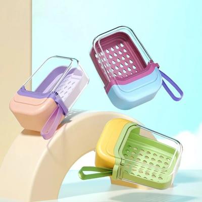 Tragbare Seifendose Reise Seifenhalter Versiegelt mit Abtropfschale Transparent Luxuriös High-End Seifenetui Badezimmerzubehör