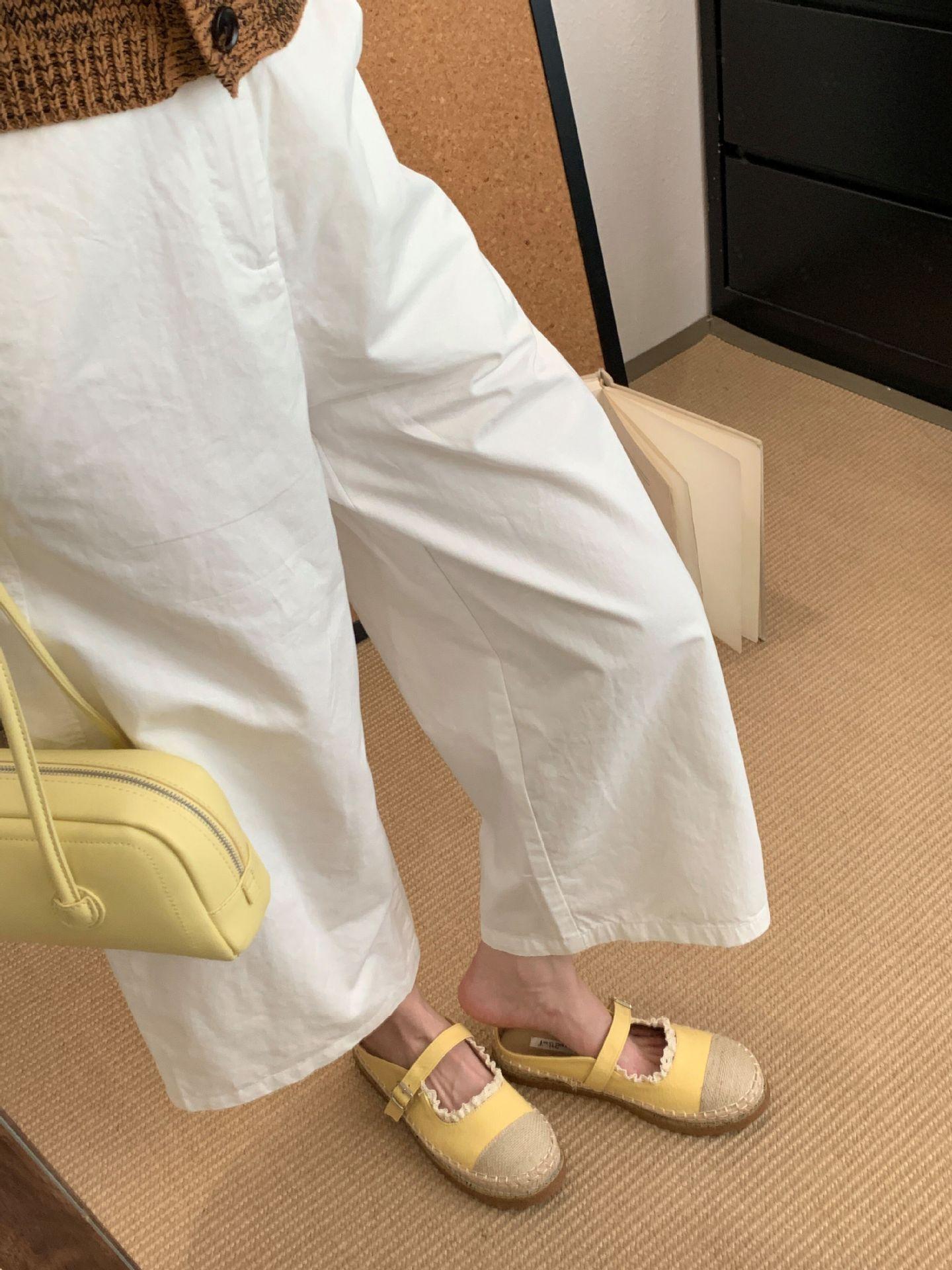 

2025 summer new woven thick-soled fisherman shoes wear lazy flat casual women s Mary Jane cool slippers 39 жёлтый