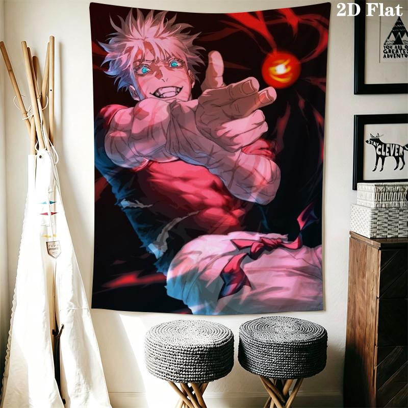 Jujutsu Kaisen Wall Tapestry Aesthetic Wall Hanging Printed Fabric Blanket Decorative Tapestries for Bedroom Living Room Home Decor