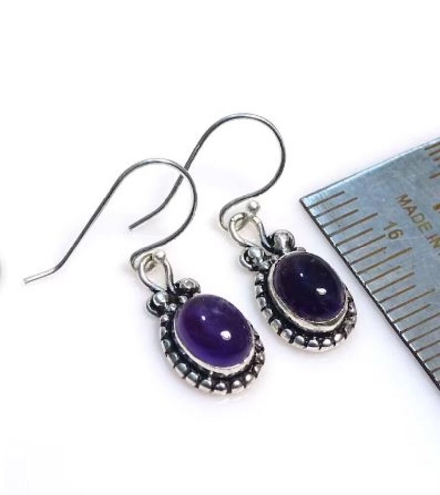 

Solid 925 Sterling Silver Amethyst Gemstone Women Dangle Earring Gift For Her Statement Earring