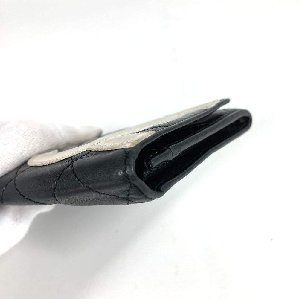 Chanel Cambon Line CC CC Mark Logo Compact Folded Wallet Leather Black/White