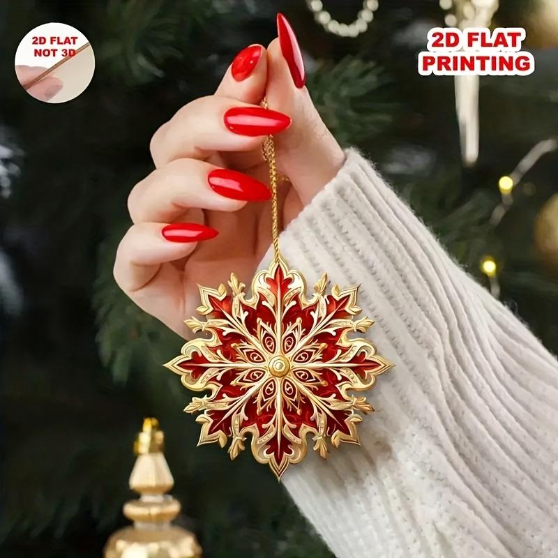 24pcs Christmas Tree Red Snowflake Wooden Hanging Decorations Creative Holiday Atmosphere Decorations Christmas Tree Ornaments