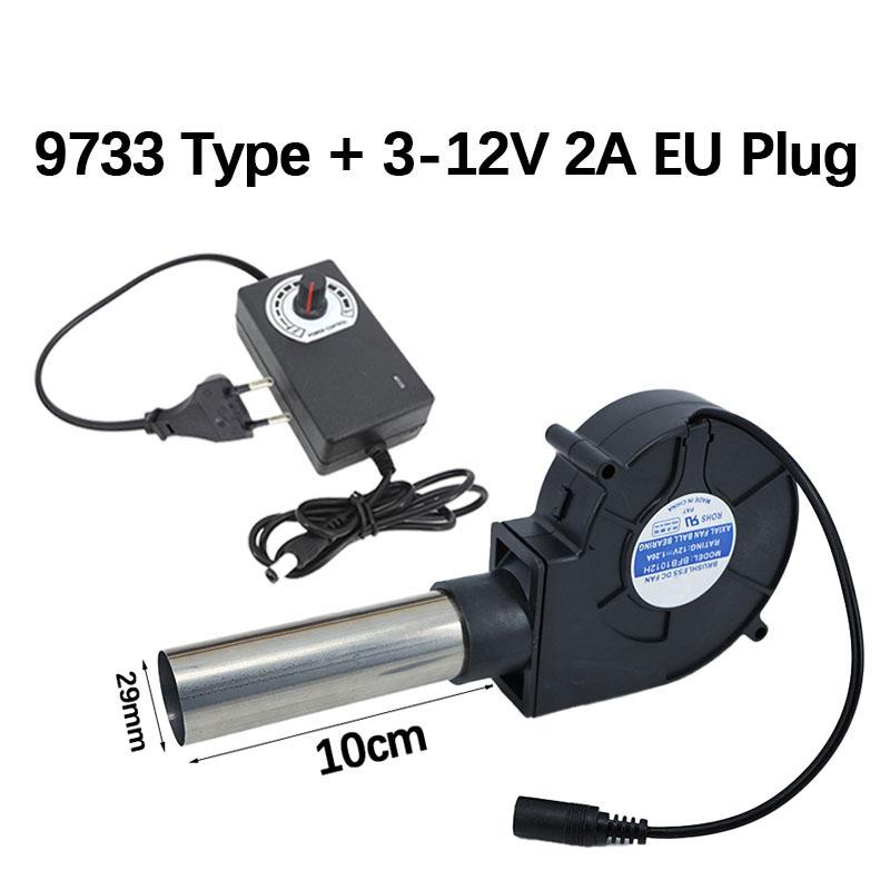 7530 9733 220V Ventilátor na gril Malý dmychadlo Blast Engine se sběrem vzduchu Nastavitelná rychlost Nástroj na vaření US/EU Zástrčka Ruční Grilování