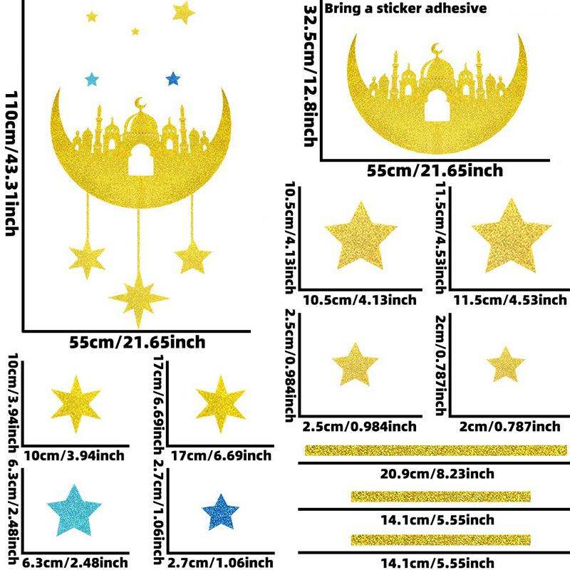 Ramadan Decoration 2026 Eid Mubarak Muslim Wall Paper Decorations Islamic Festival Decoration Ramadan Home Party DIY Supplies