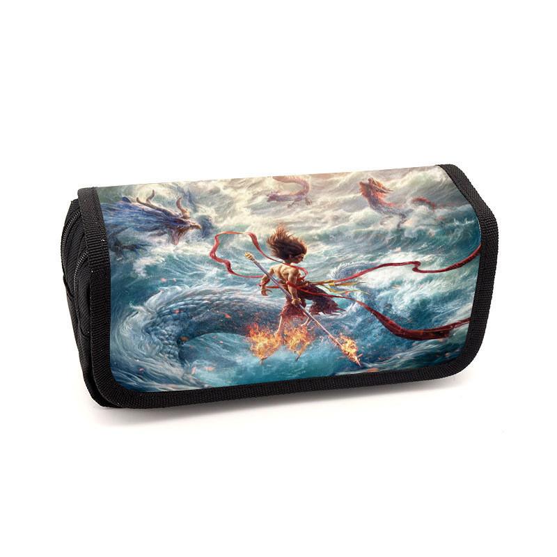 Childrens Minimalist Pencil Case With Ne Zha Print Design For Daily School Use