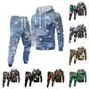 Men's Printed Hooded Sweatshirt And Sweatpants Casual Sports Suit