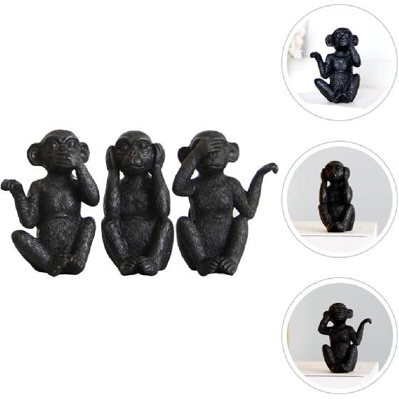 3pcs Resin Monkey Figurine Cute Animal Statues for Desktop Decor Creative Monkey Ornaments for Home Office Library and Shop Unique Present Idea