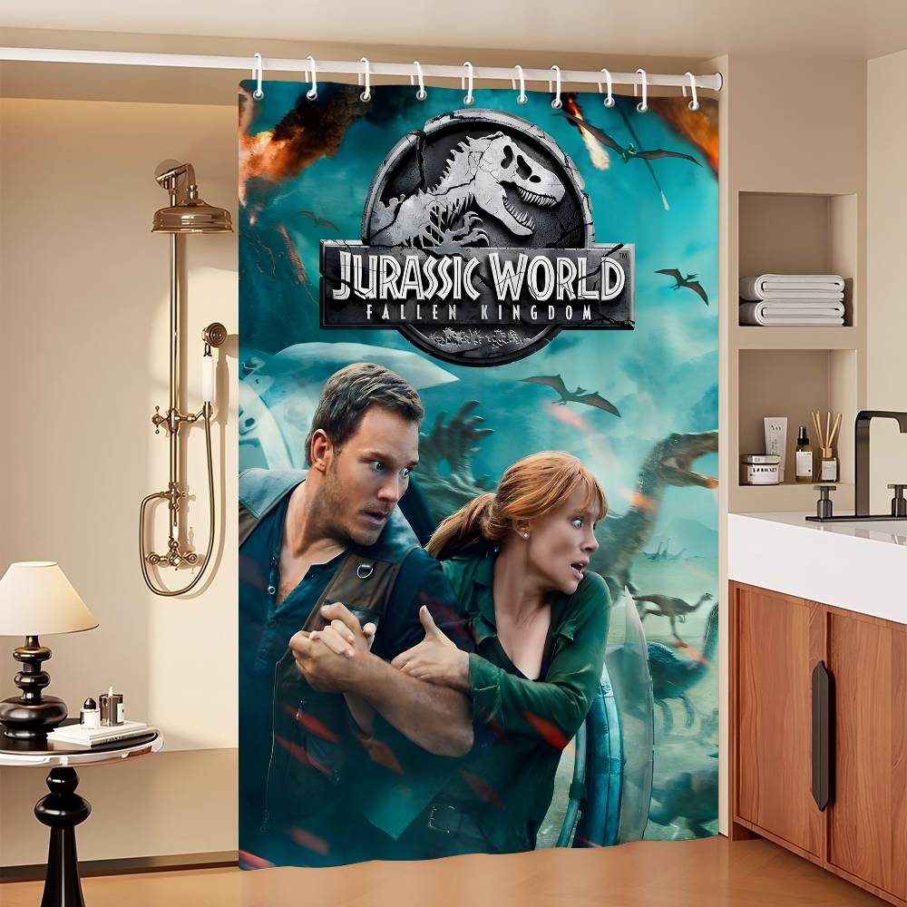 Movie Jurassic Park Dinosaur World Modern Simple Shower Curtain Bathroom Decorative Polyster Shower Curtain with Hook