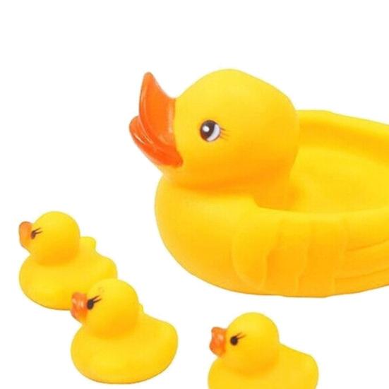 4Pcs Toy Ducks Cute Cartoon Shape Yellow Baby Toy Ducks for Shower