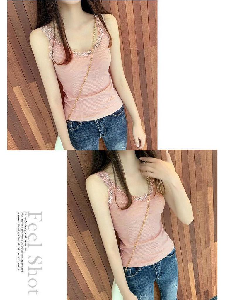 Women's Slim-Fit Lace Splicing Backless V-Neck Camisole