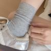 Gray Socks, Women'S Mid-Leg Socks, Summer Trendy Cotton Socks, Ballet Style, With German Training Shoes, Loose Mouth Piles Of Socks