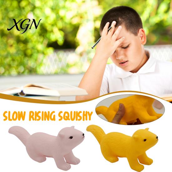 Soft Pinch Toy for Children Realistic Squirrel Squeeze with Sound TPR Fidget Built-in BB Kids Adults Cute Animal-Shaped Decompression Gadget