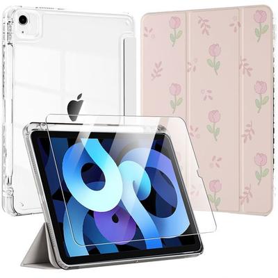 Funda Protectora - E.F.Connection - para iPad Air 4/5 10,9" - Cristal Templado - Diseño de Flores - Soporte para Lápiz