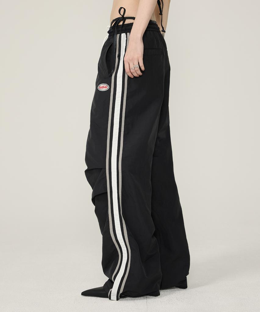 Pay Hey (Ux)Three Line Parachute Wide Pants Black