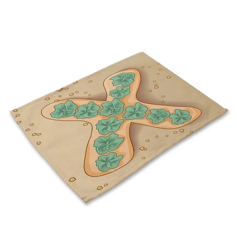 45X30cm Letter Pattern Kitchen Placemat Dining Table Mats Tea Coaster Cotton Linen Pads Bowl Cup Mats for Home Decor Gifts