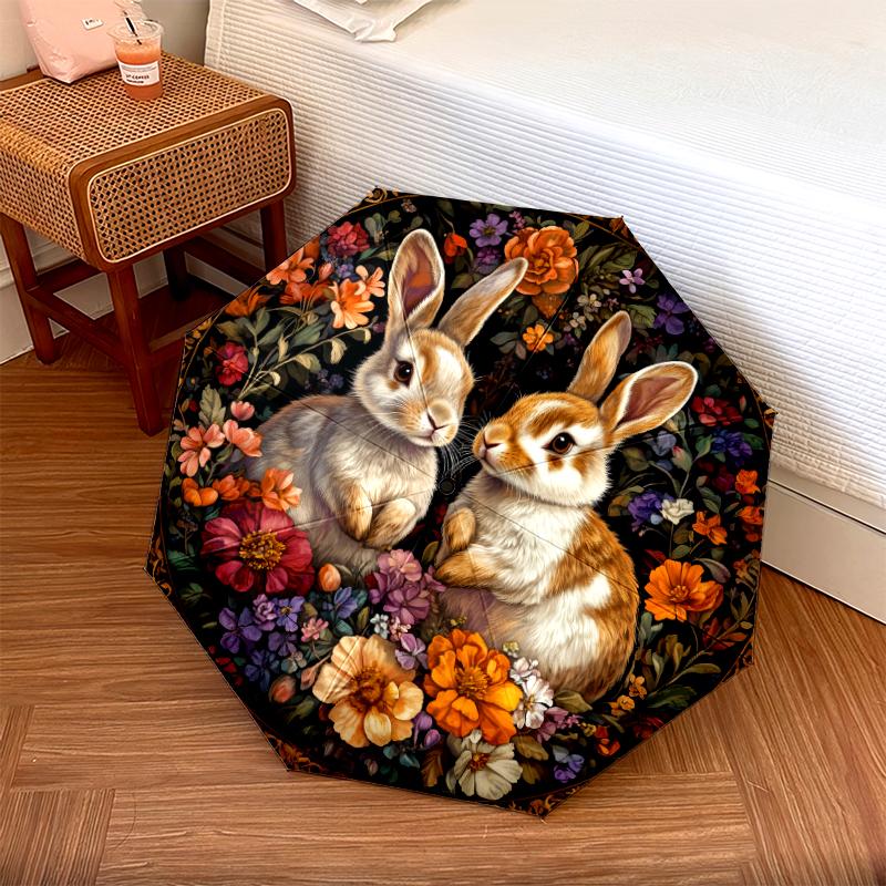 1 PC Automatic Folding Umbrella - Flowers and Animals Pattern, Portable & Foldable Design with 8 Ribs, Christmas Birthday Gifts