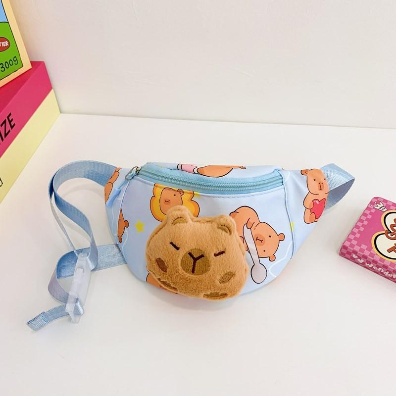 

Cartoon Capybara Whimsical Waist Bag For Kids In Various Colors Ideal Preschool For синий