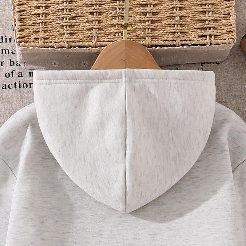 Kids' Korean Style Fleece-Lined Sportswear Set: Long-Sleeved Top & Pants for Autumn/Winter