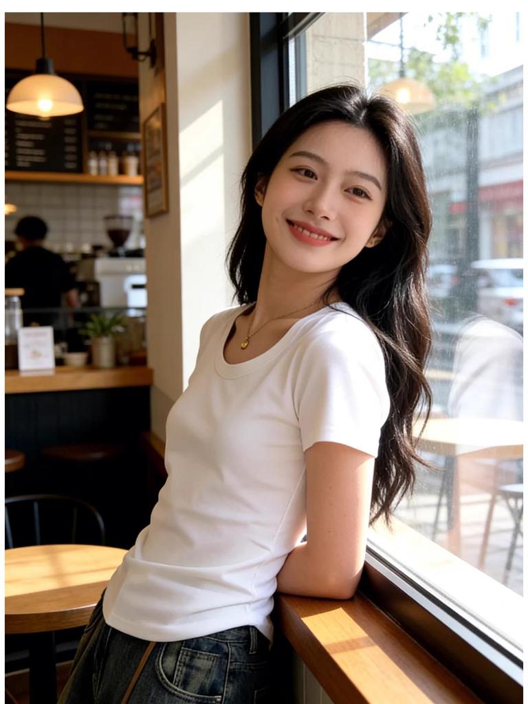Women's Slim Fit Pure Cotton White Short-Sleeve T-Shirt - Round Neck, Versatile Basic Summer Top